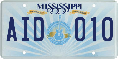 MS license plate AID010