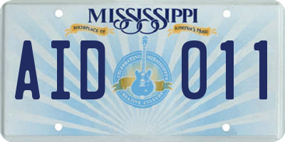 MS license plate AID011