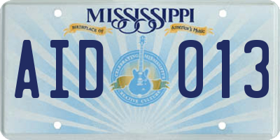 MS license plate AID013