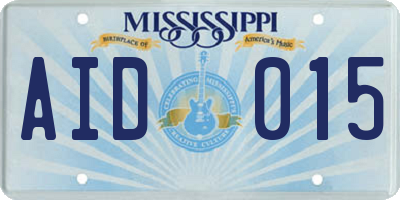 MS license plate AID015
