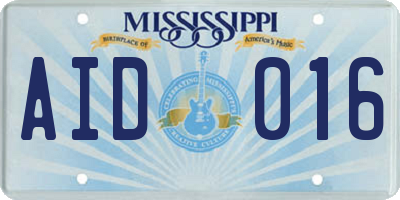 MS license plate AID016