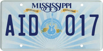 MS license plate AID017