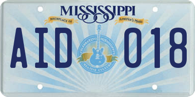 MS license plate AID018