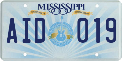 MS license plate AID019