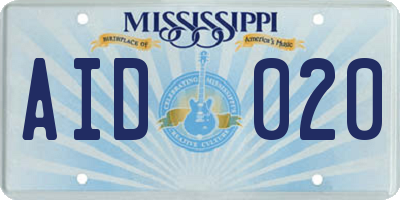 MS license plate AID020