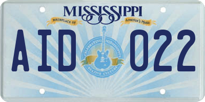 MS license plate AID022