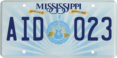 MS license plate AID023