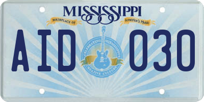 MS license plate AID030