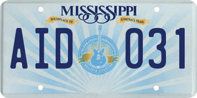 MS license plate AID031