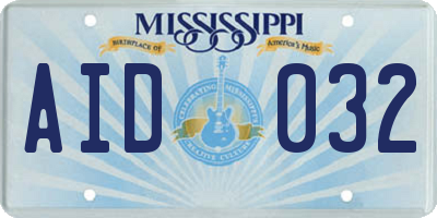 MS license plate AID032