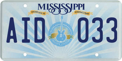MS license plate AID033