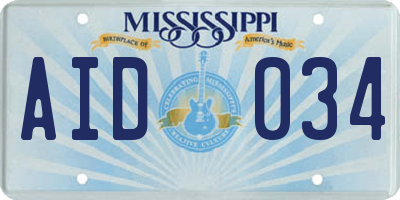 MS license plate AID034