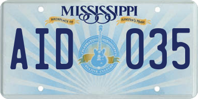 MS license plate AID035