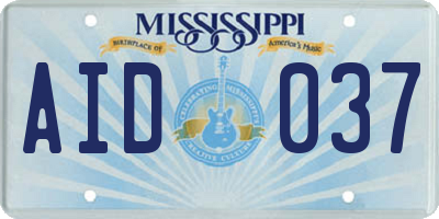 MS license plate AID037