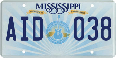 MS license plate AID038