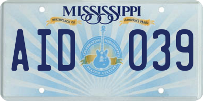 MS license plate AID039