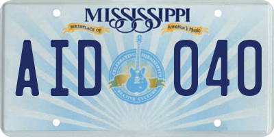 MS license plate AID040