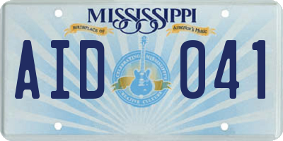 MS license plate AID041