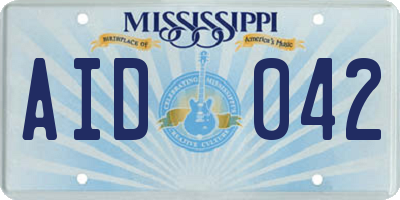 MS license plate AID042