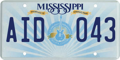 MS license plate AID043