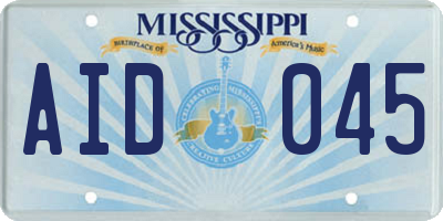 MS license plate AID045