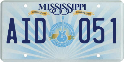 MS license plate AID051