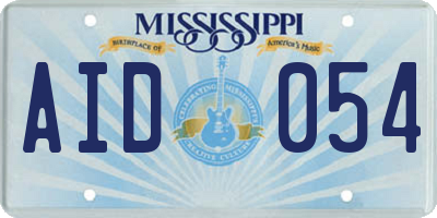 MS license plate AID054