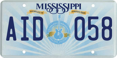 MS license plate AID058