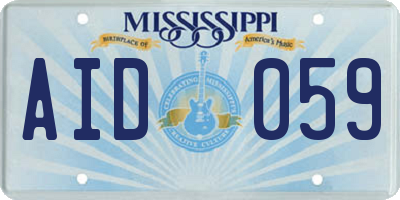 MS license plate AID059