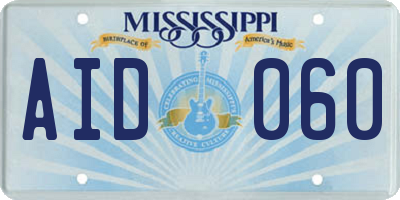 MS license plate AID060