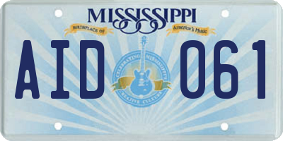 MS license plate AID061