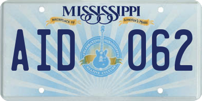 MS license plate AID062