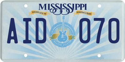 MS license plate AID070