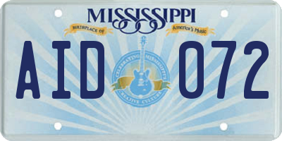 MS license plate AID072