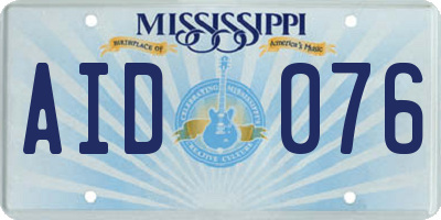 MS license plate AID076