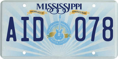 MS license plate AID078