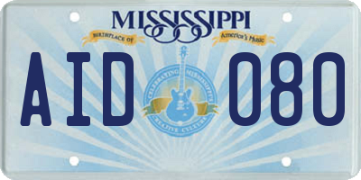 MS license plate AID080