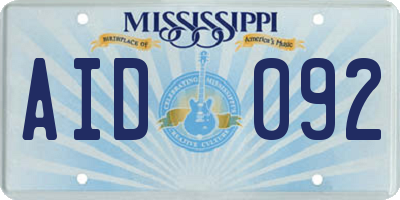 MS license plate AID092