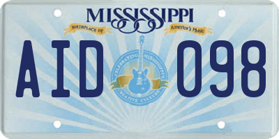 MS license plate AID098