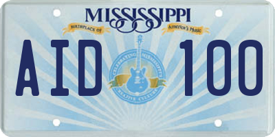 MS license plate AID100