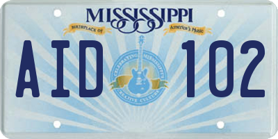 MS license plate AID102