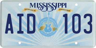 MS license plate AID103