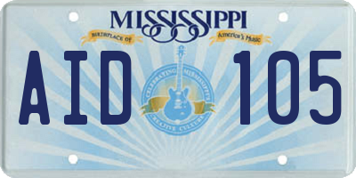 MS license plate AID105