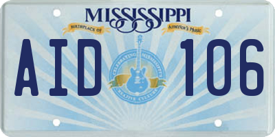 MS license plate AID106