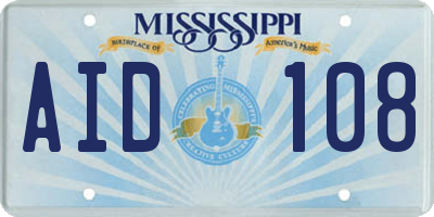 MS license plate AID108