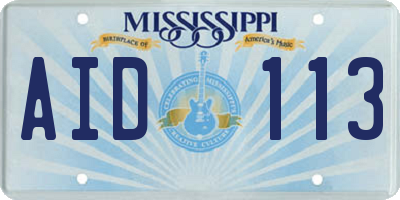 MS license plate AID113
