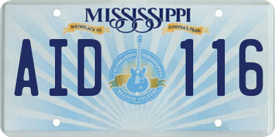 MS license plate AID116