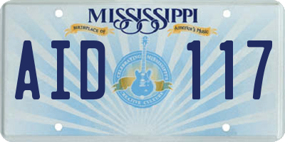 MS license plate AID117
