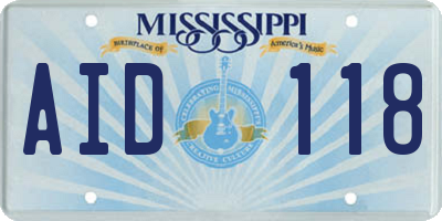 MS license plate AID118