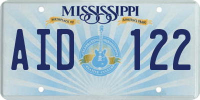 MS license plate AID122